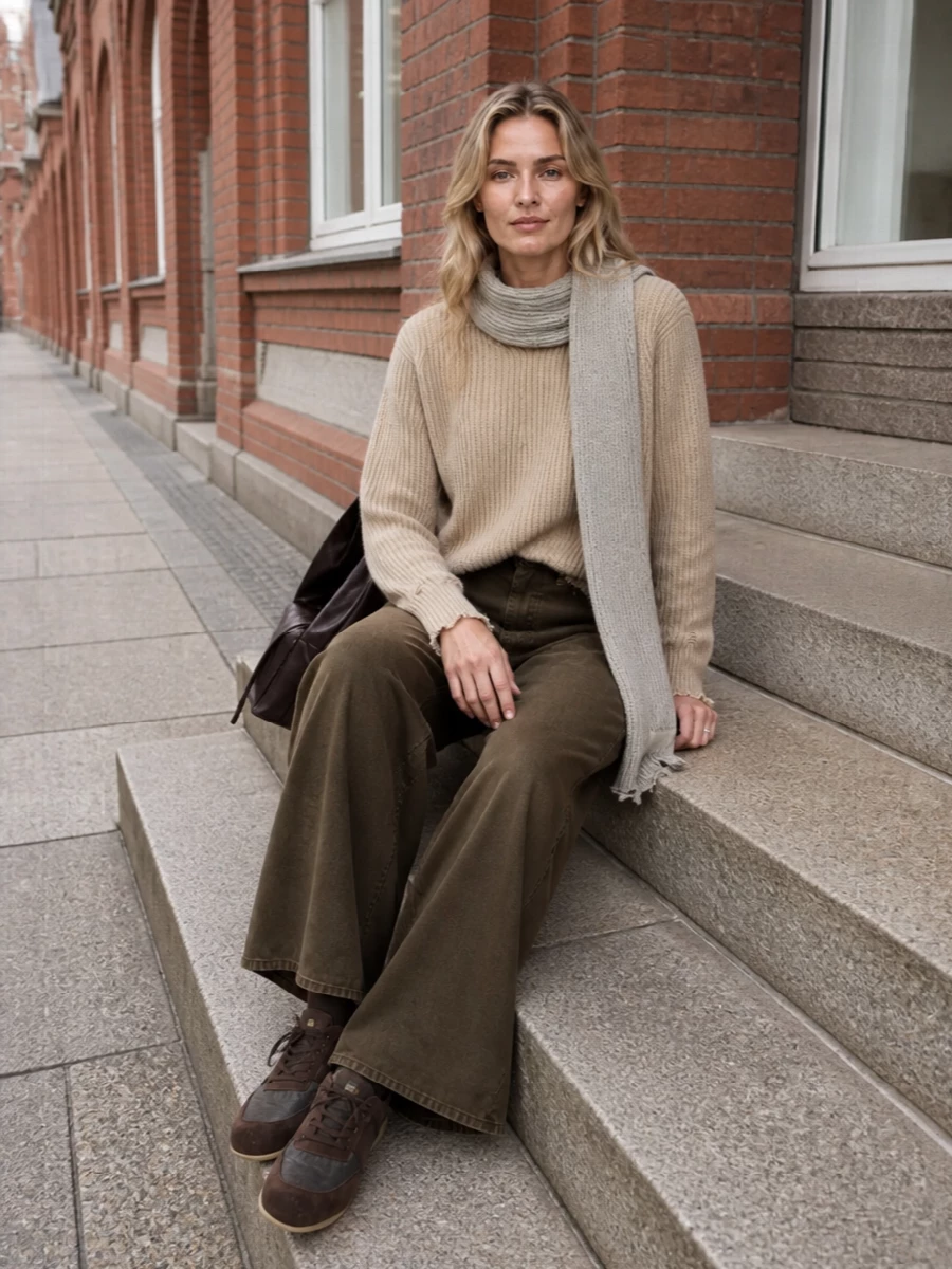 Mm6 margiela distressed sweater wide leg jeans outfit