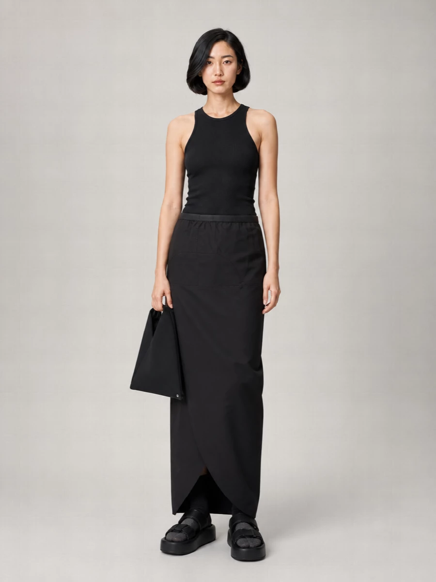 Rick Owens Cotton Wrap Maxi Skirt