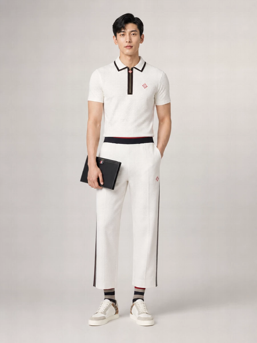 Casablanca Ribbed Logo-Pattern Drawstring Chino Shorts