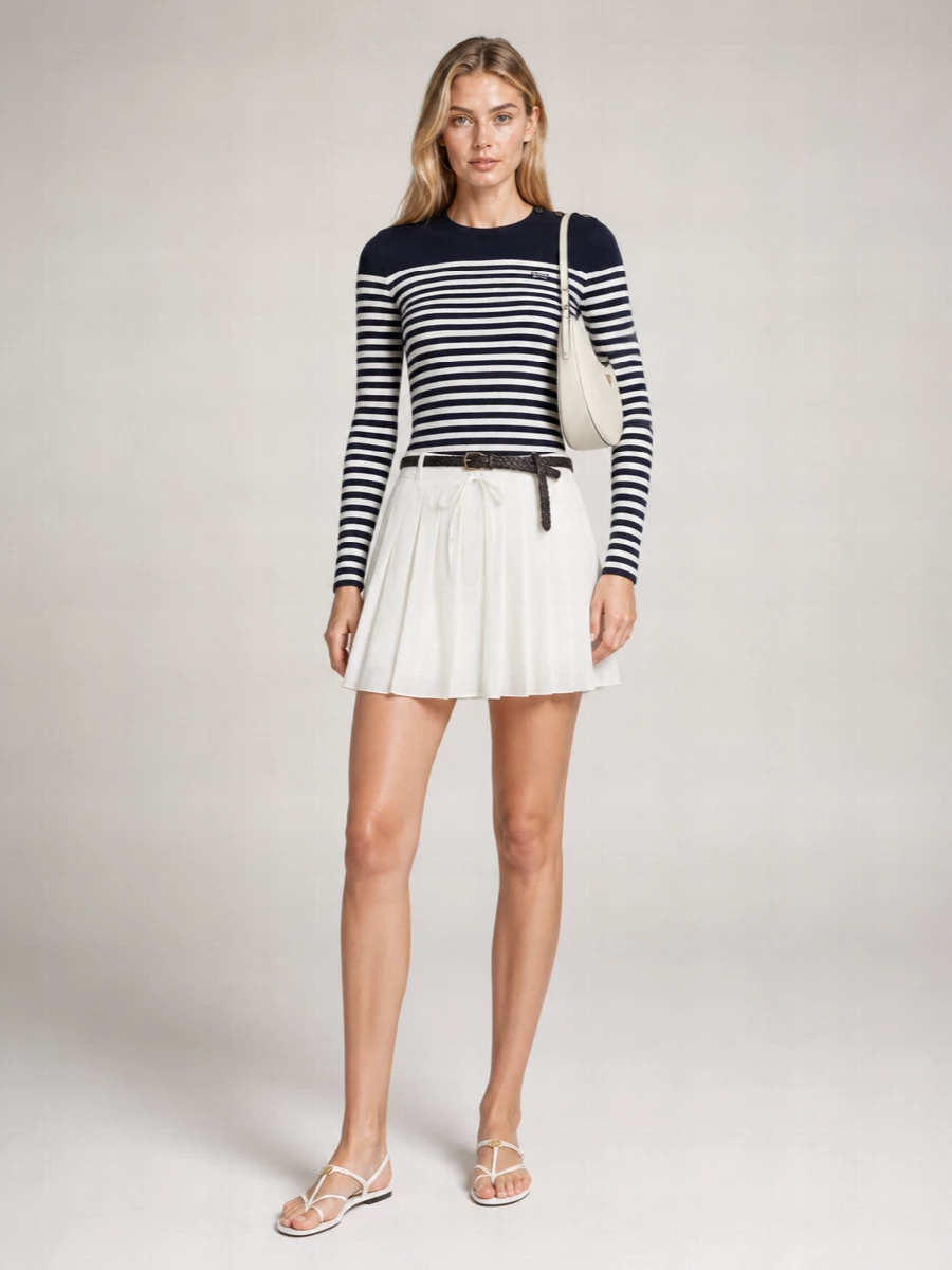 Prada Poplin Midi Pleated Skirt