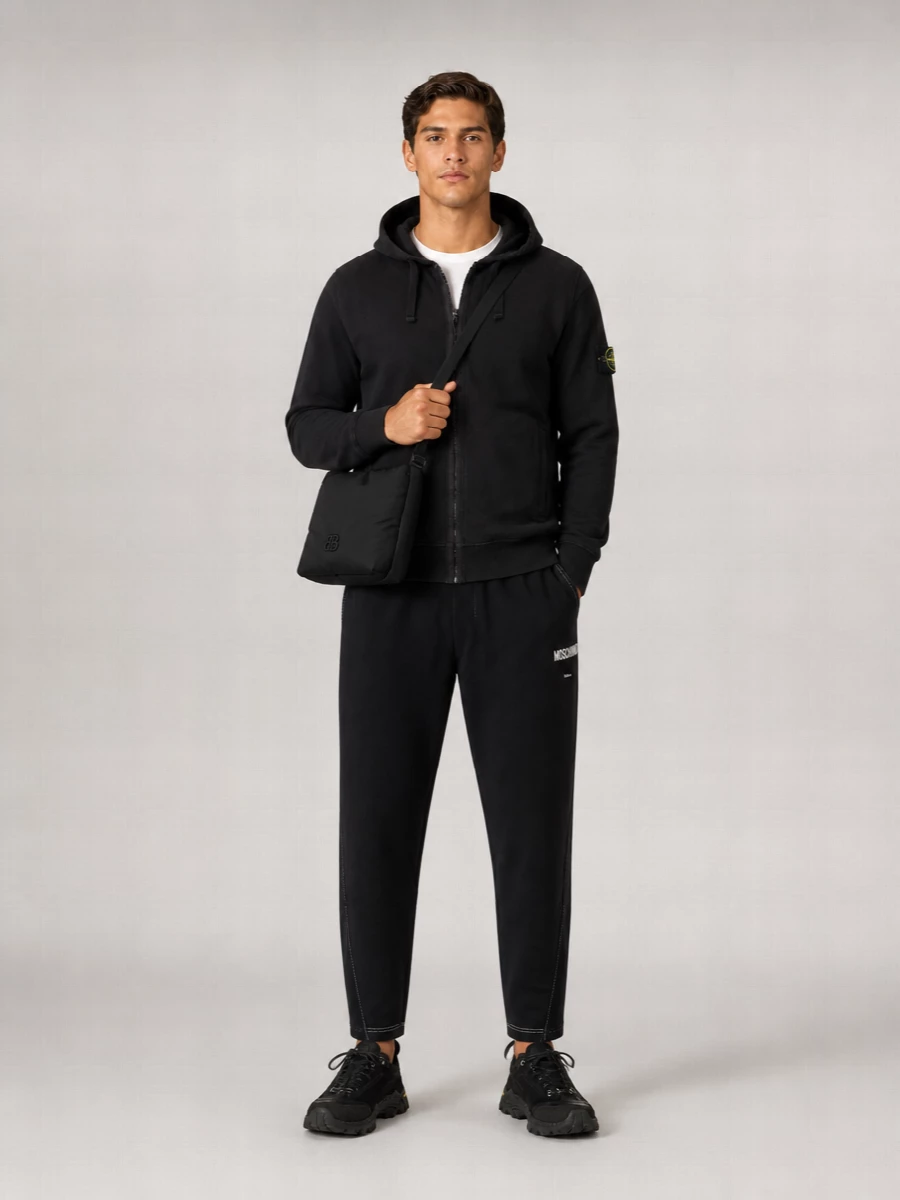 Stone Island Organic Cotton Zip Up Hoodie