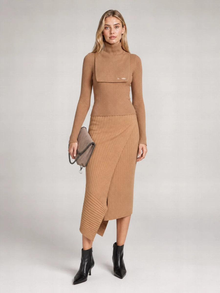 Max Mara Wool Ribbed Turtleneck Scarf
