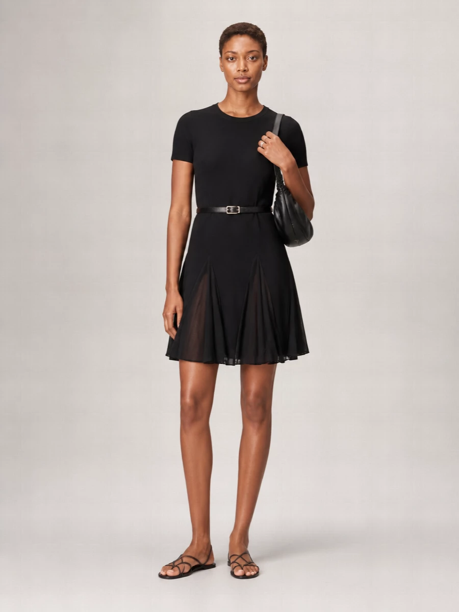 Semicouture Cotton And Silk Panelled Pleated Mini Dress