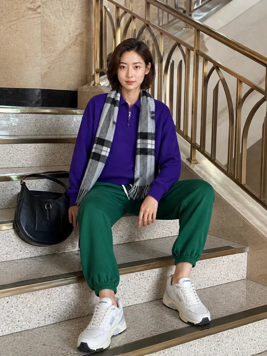 Polo ralph lauren purple sweatshirt green joggers