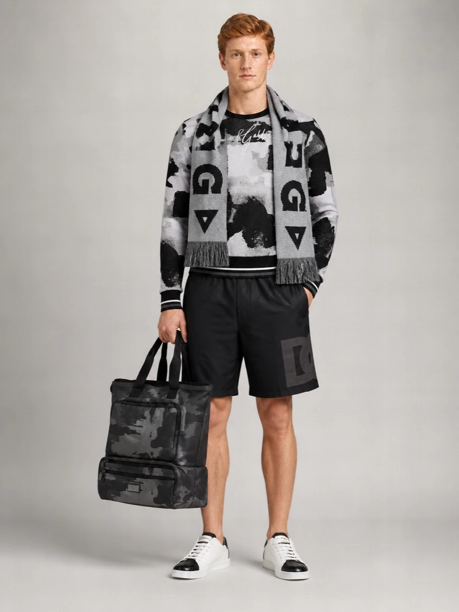 Dolce&Gabbana Silk Camouflage Crew Neck Pullover Sweater