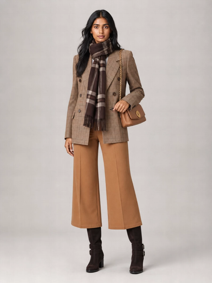 Chloé Wool Checked Double-Breasted Blazer