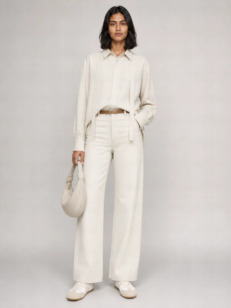 Lemaire Denim High-Rise Straight-Leg Wide-Leg Pants
