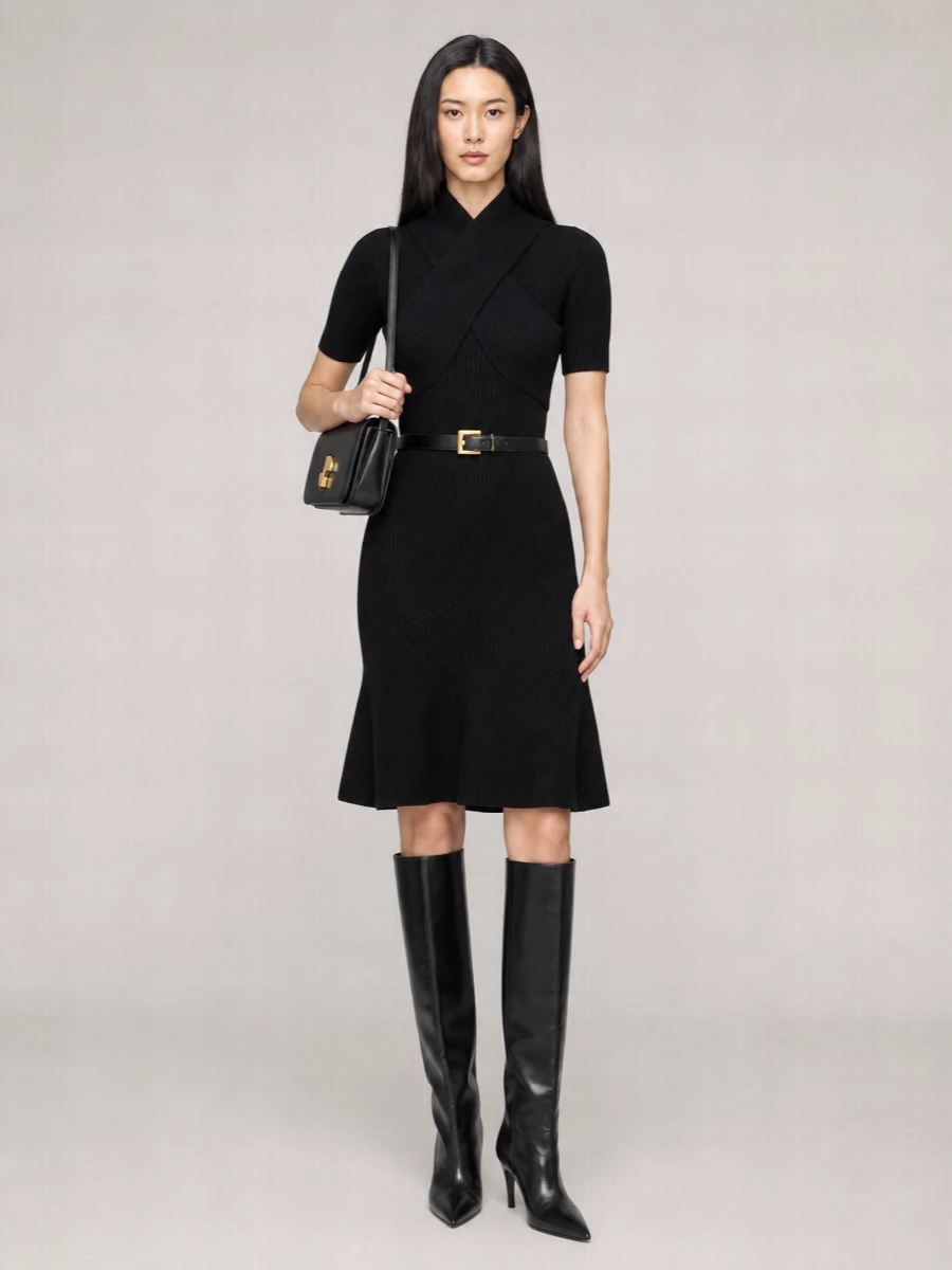 Patou Cashmere Blend Draped Midi Dress