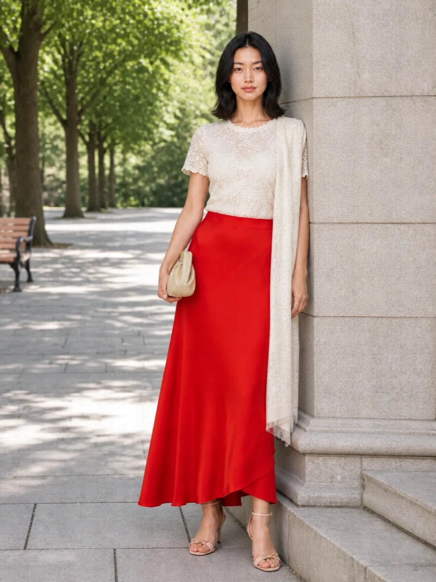 Ermanno scervino red maxi skirt evening outfit
