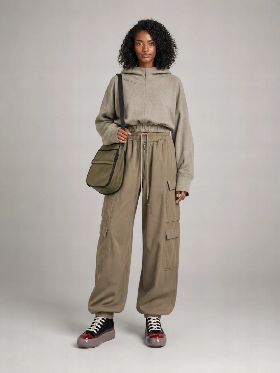 Rick Owens Drkshdw Cotton Cargo Wide-Leg Trousers