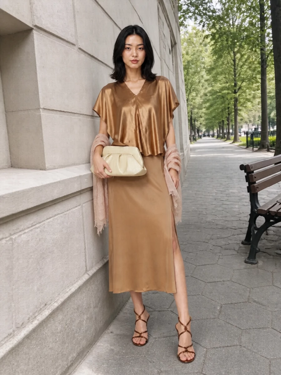 Fabiana filippi bronze midi dress bronze sandals