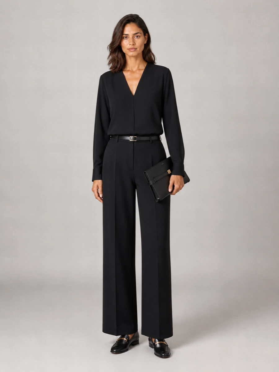 Totême V-Neck Long-Sleeve Blouse