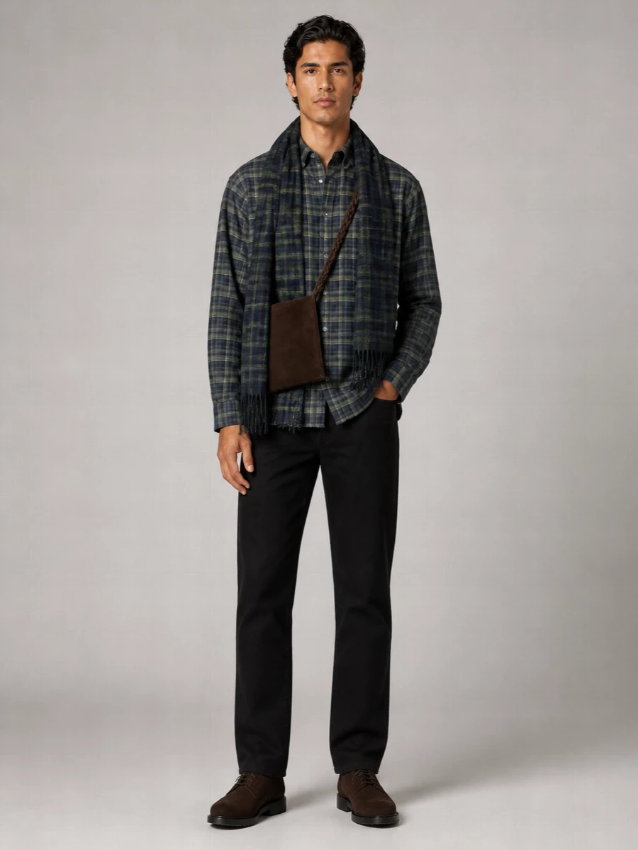 Dunst plaid flannel regular-fit shirt
