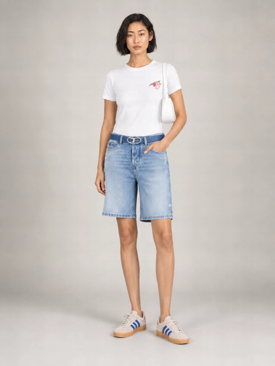 Diesel Denim Low-Rise Relaxed-Fit Straight-Leg Knee-Length Shorts