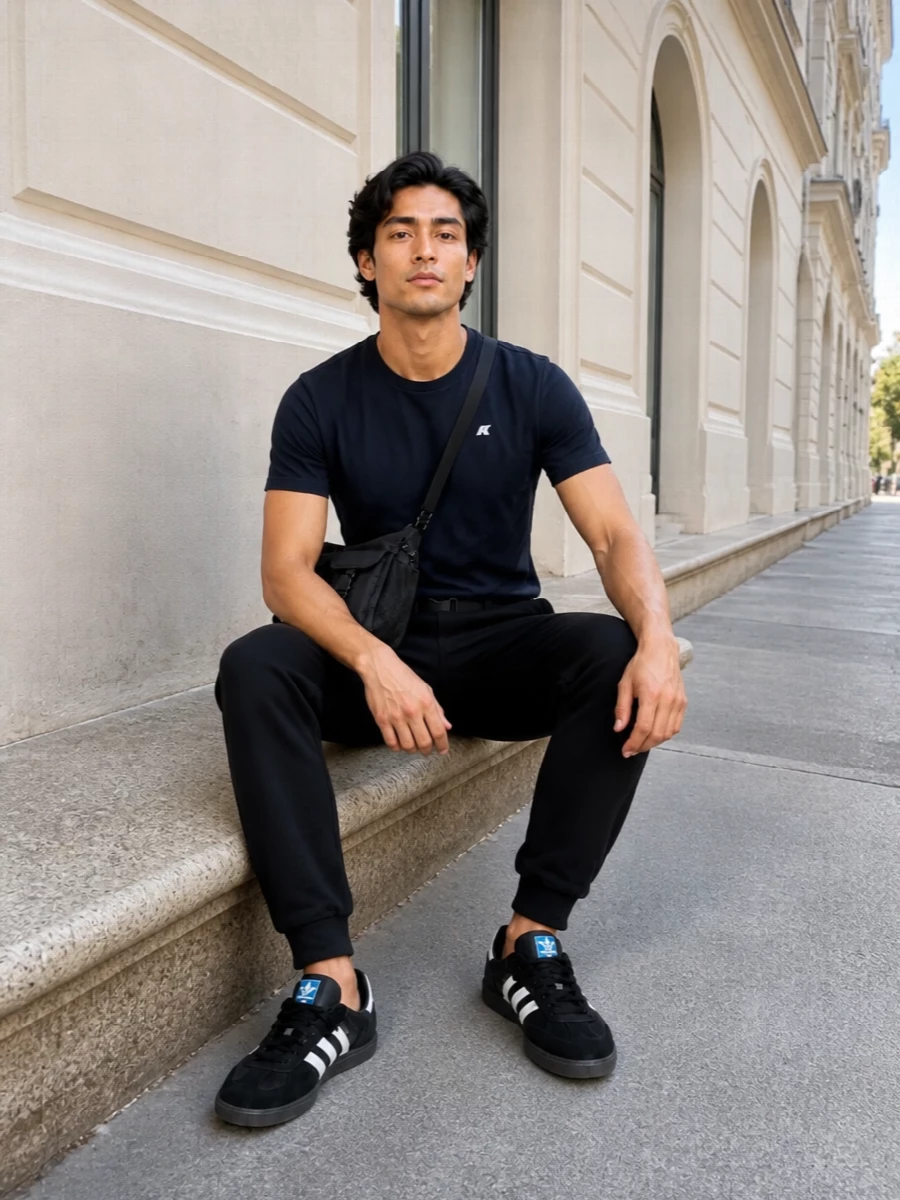 Kenzo track pants adidas sneakers apc bag