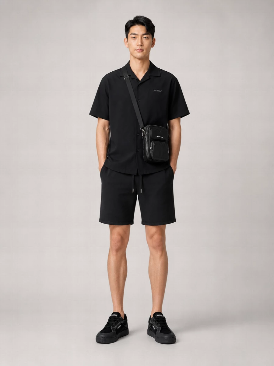 Off-White Cotton Printed Deck Shorts