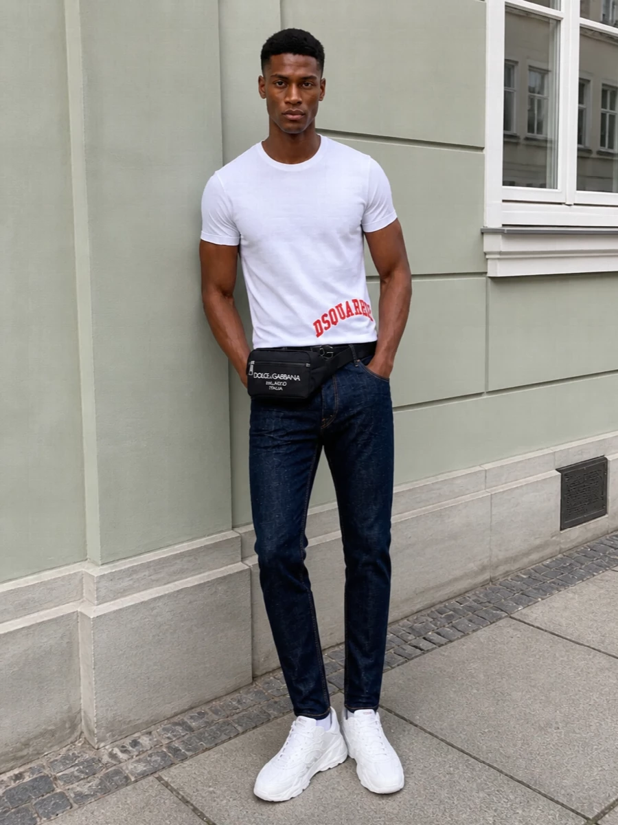 Dsquared2 tee raw indigo jeans designer sneakers
