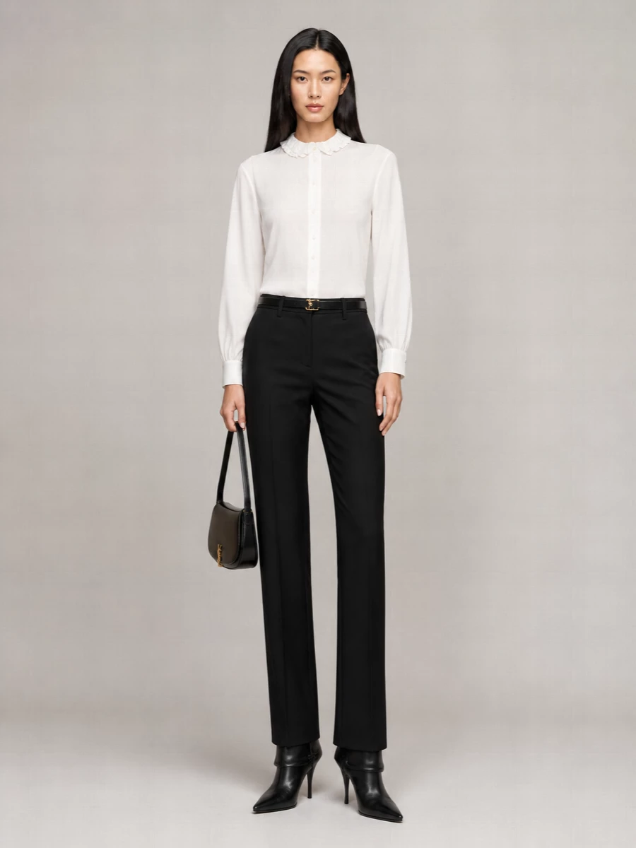 Saint Laurent Wool Midi Culotte Trousers