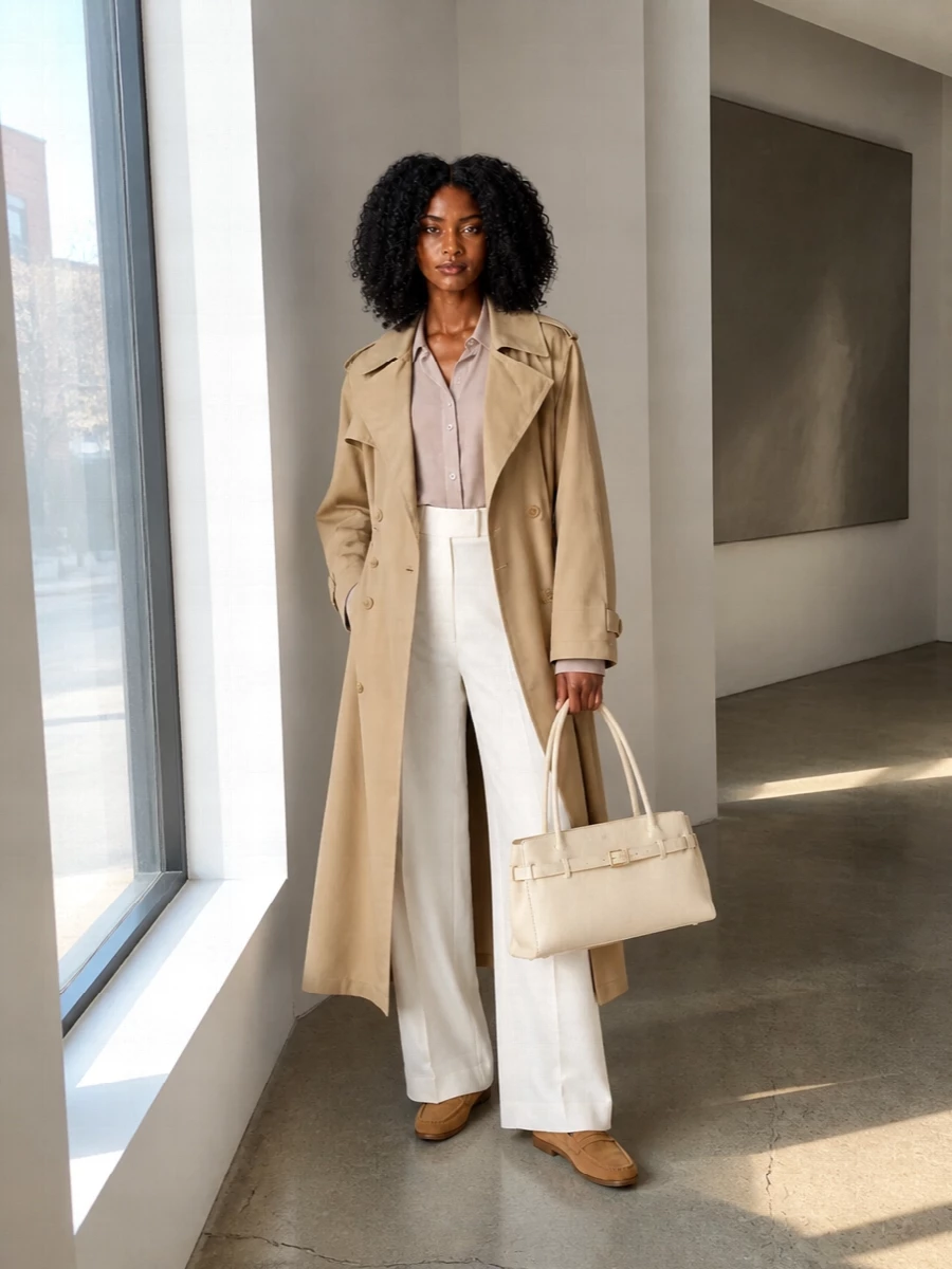 Frankie shop trench wide leg trousers outfit