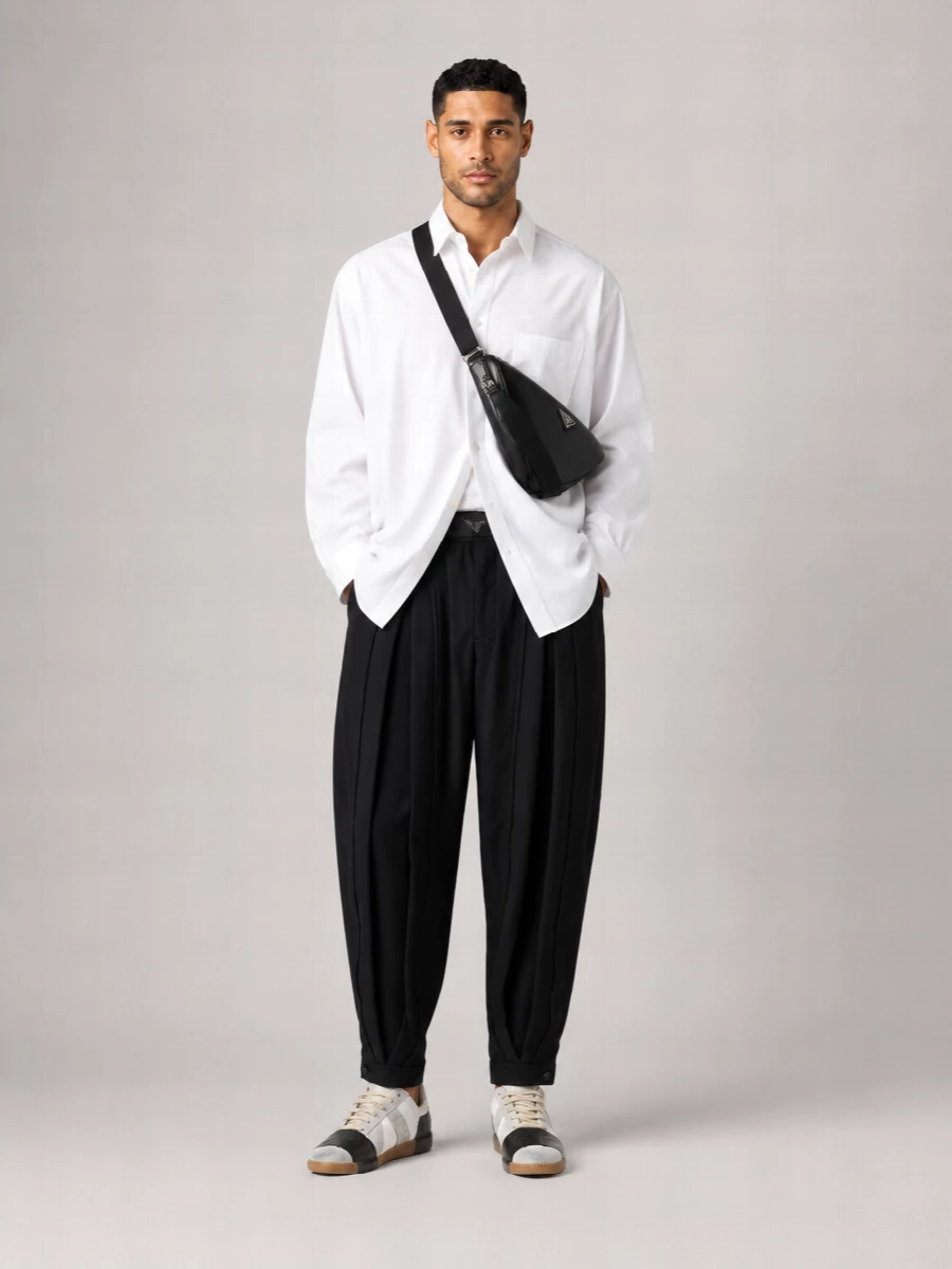 Comme Des Garçons Paneled Barrel-Leg Trousers