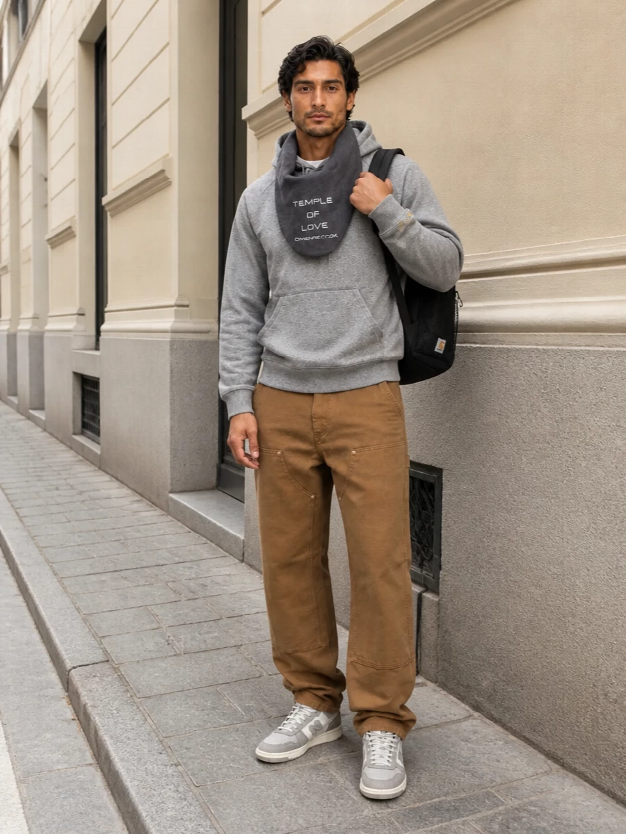 Carhartt hoodie work pants new balance sneakers