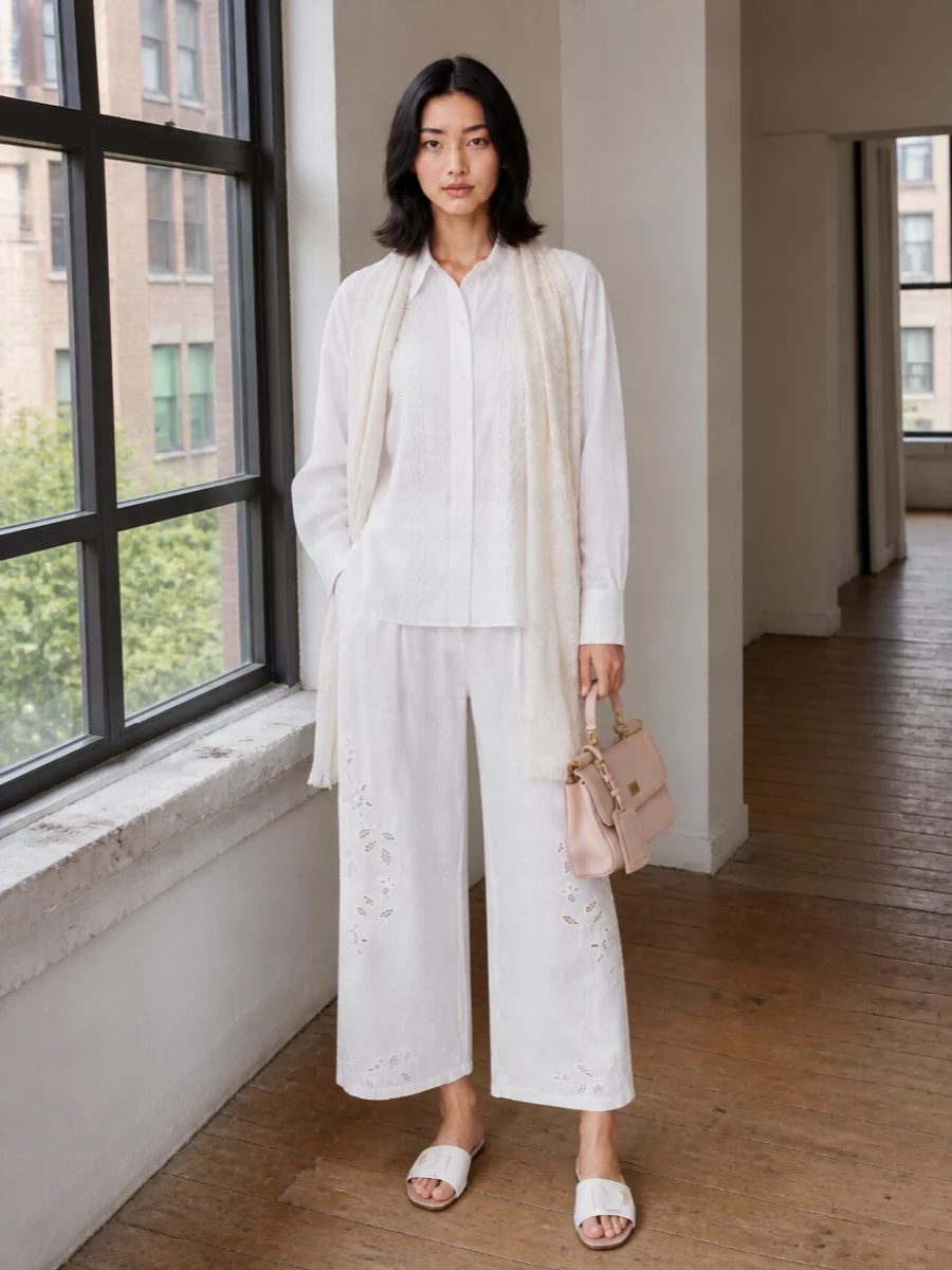 Dolce gabbana white embroidered pants outfit