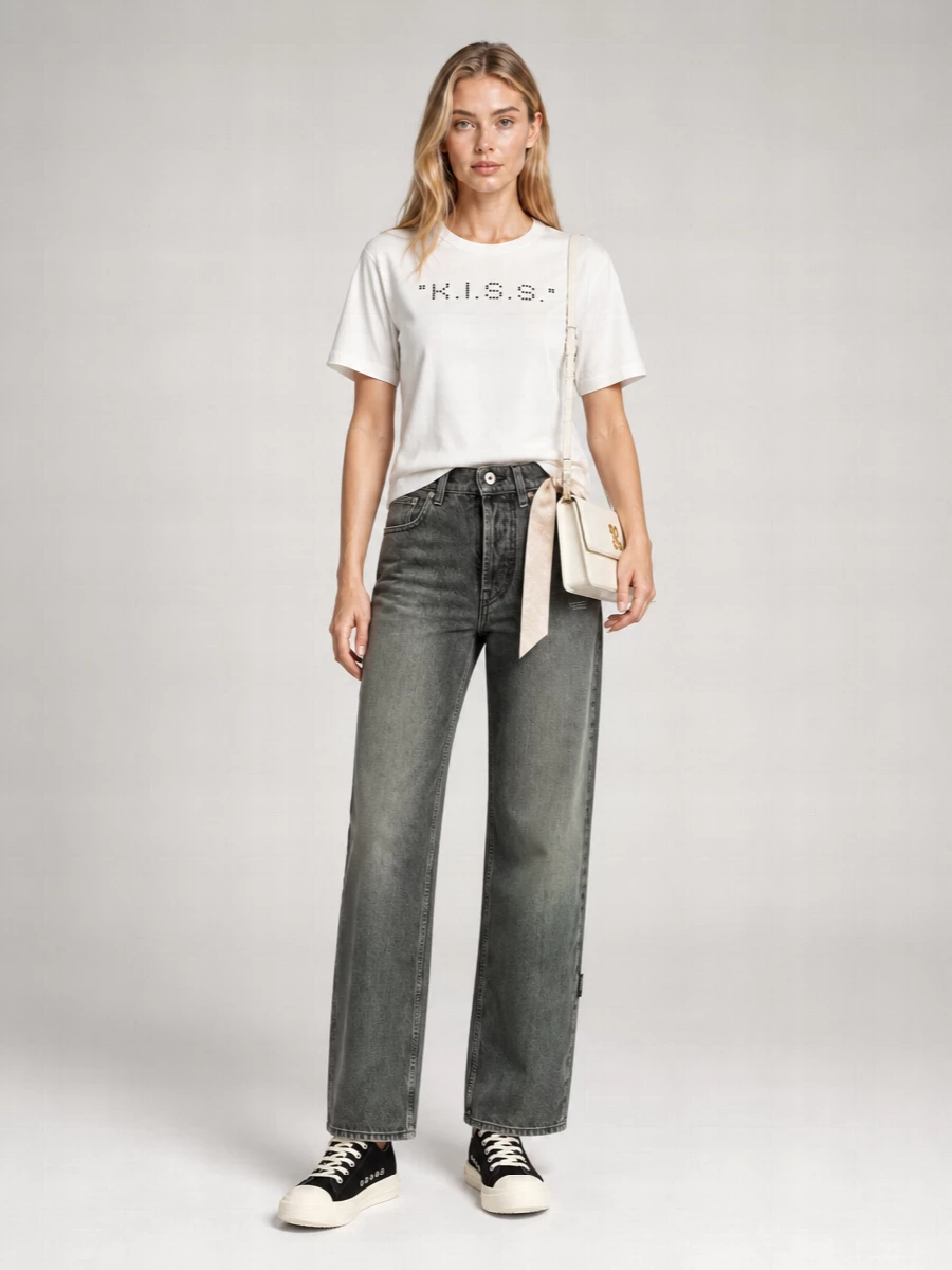 Off-White Cotton Printed Short-Sleeve T-Shirt