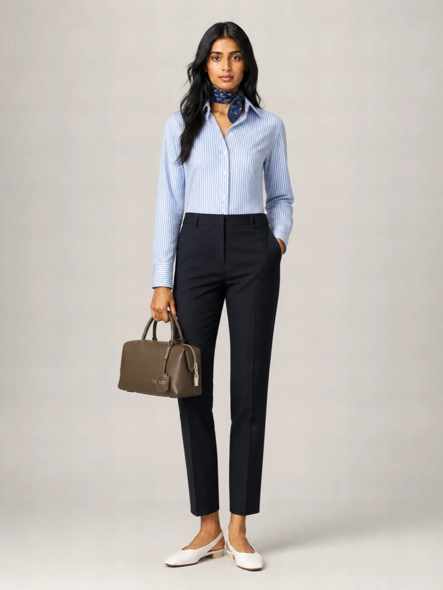 S Max Mara Silk Striped Long-Sleeve Shirt
