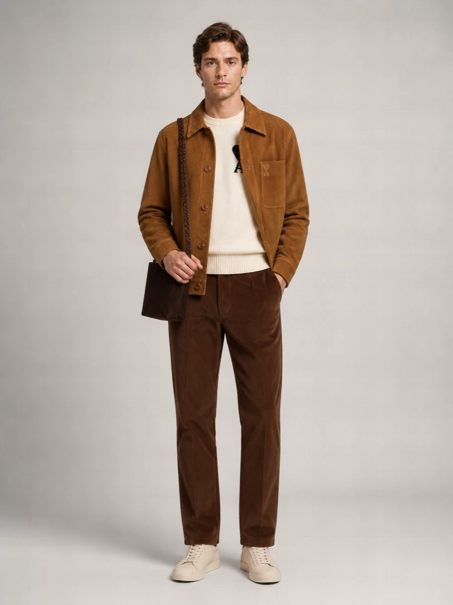 Ami Paris leather single breasted coat