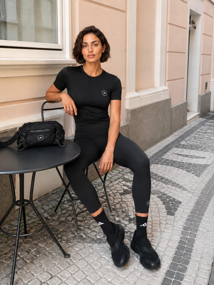 Adidas stella mccartney black gym outfit