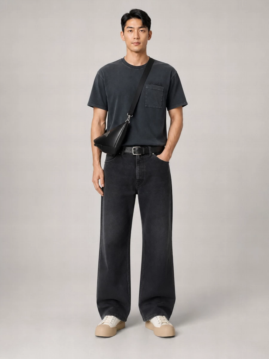 Marni Denim Relaxed-Fit Wide-Leg Cargo Trousers