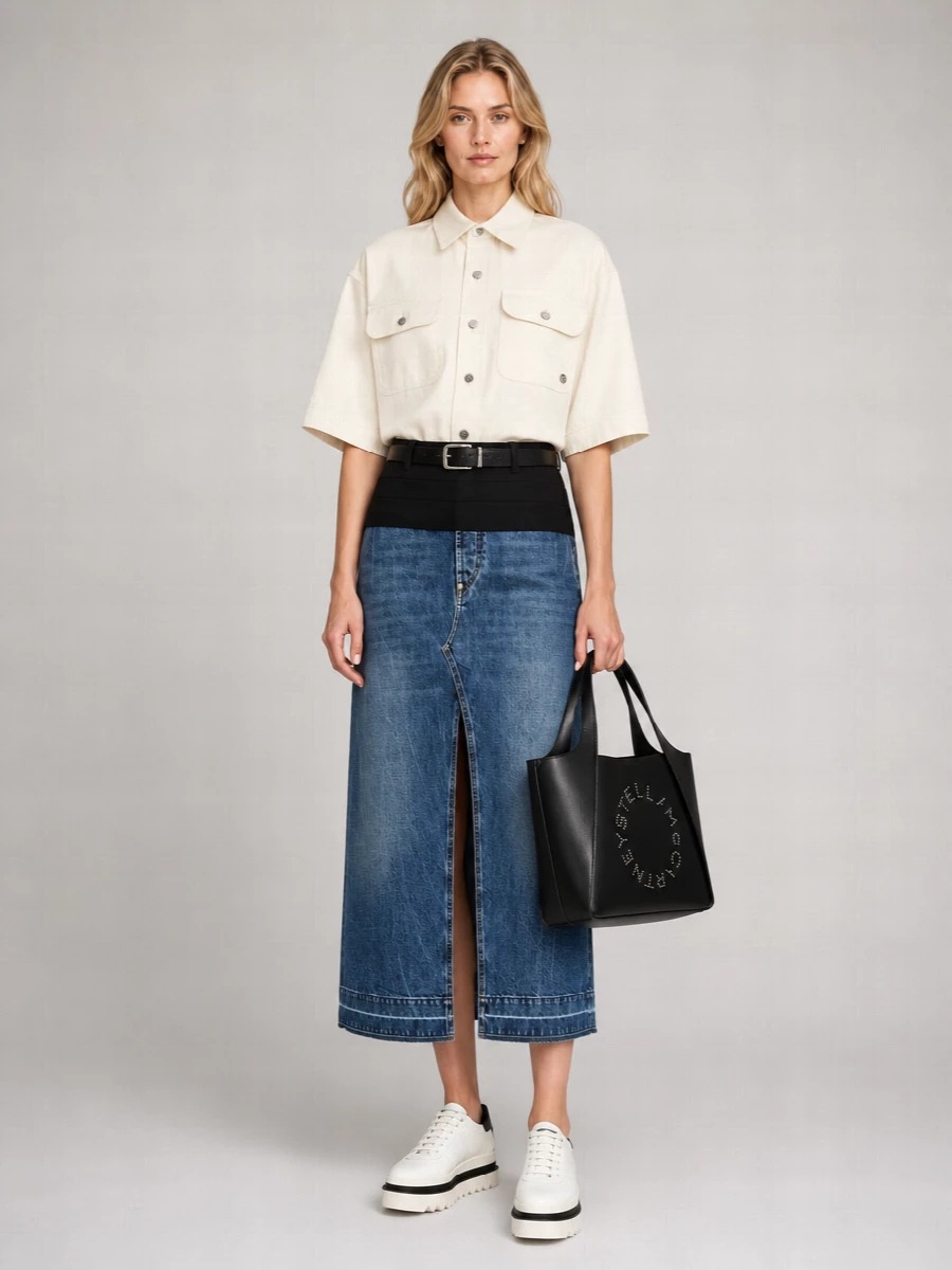 Stella Mccartney Denim High-Rise Midi Skirt