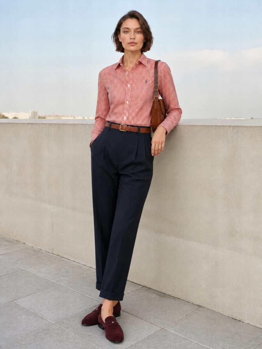 Polo ralph lauren striped shirt navy trousers