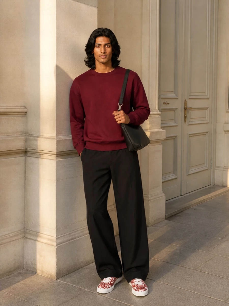 Dolce gabbana red sneakers black wide leg pants