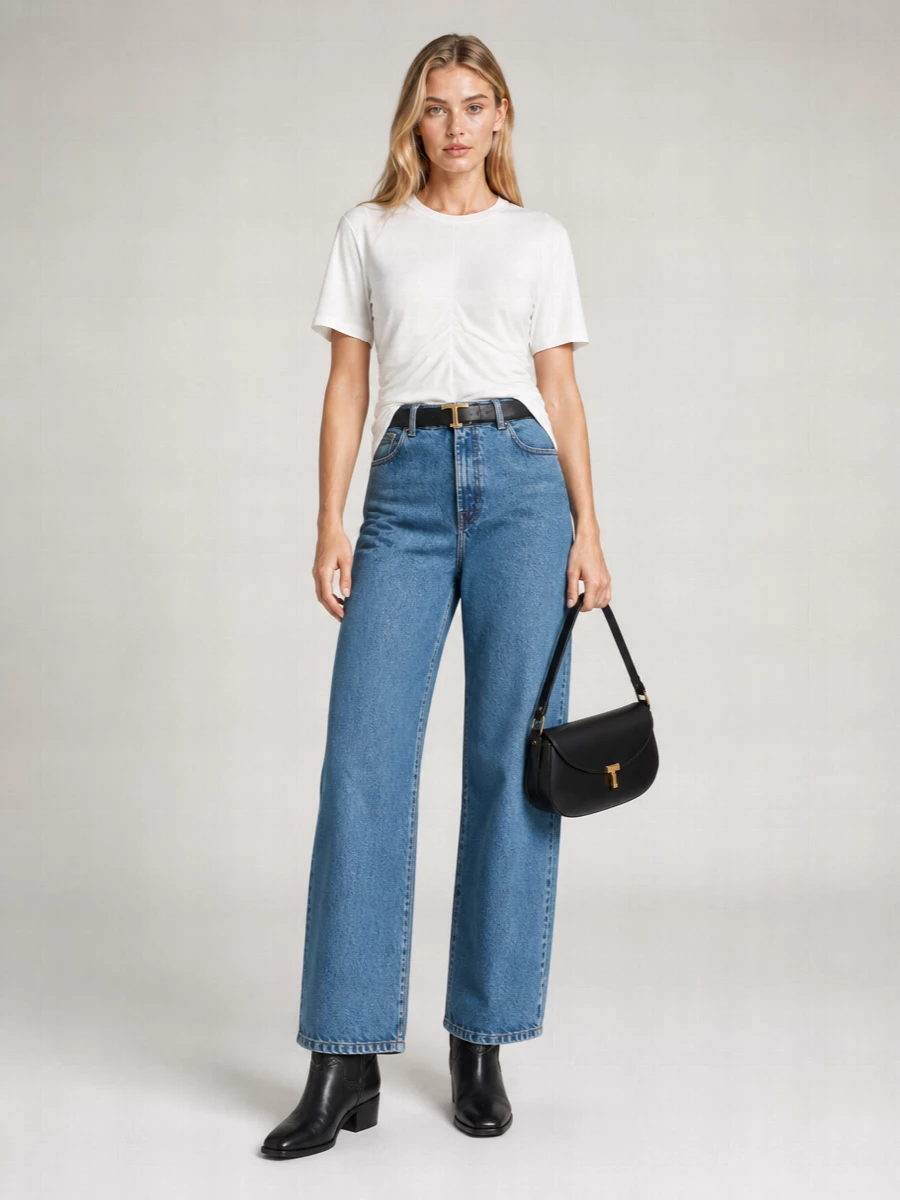 Róhe Silk Blend Draped T-Shirt