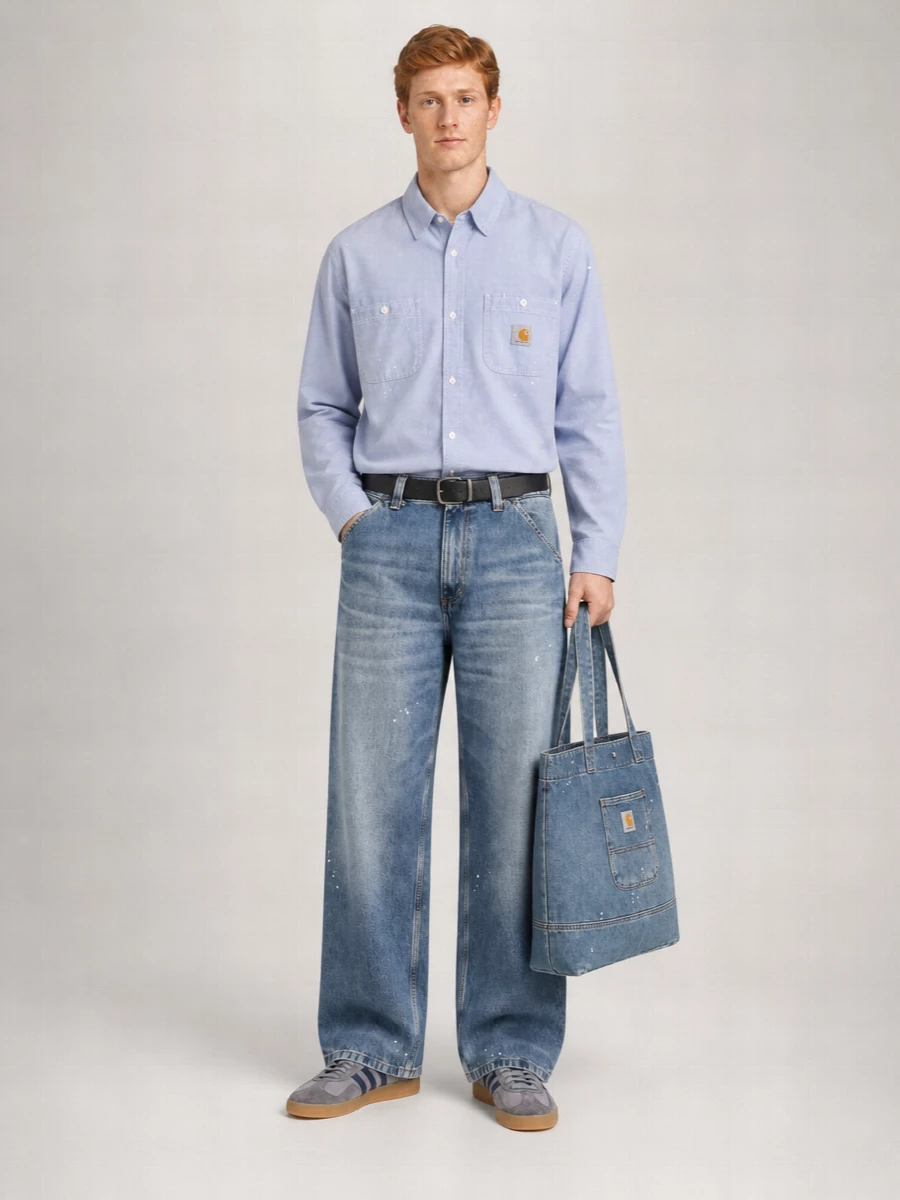 Carhartt Wip Denim Wide-Leg Straight-Leg Pants