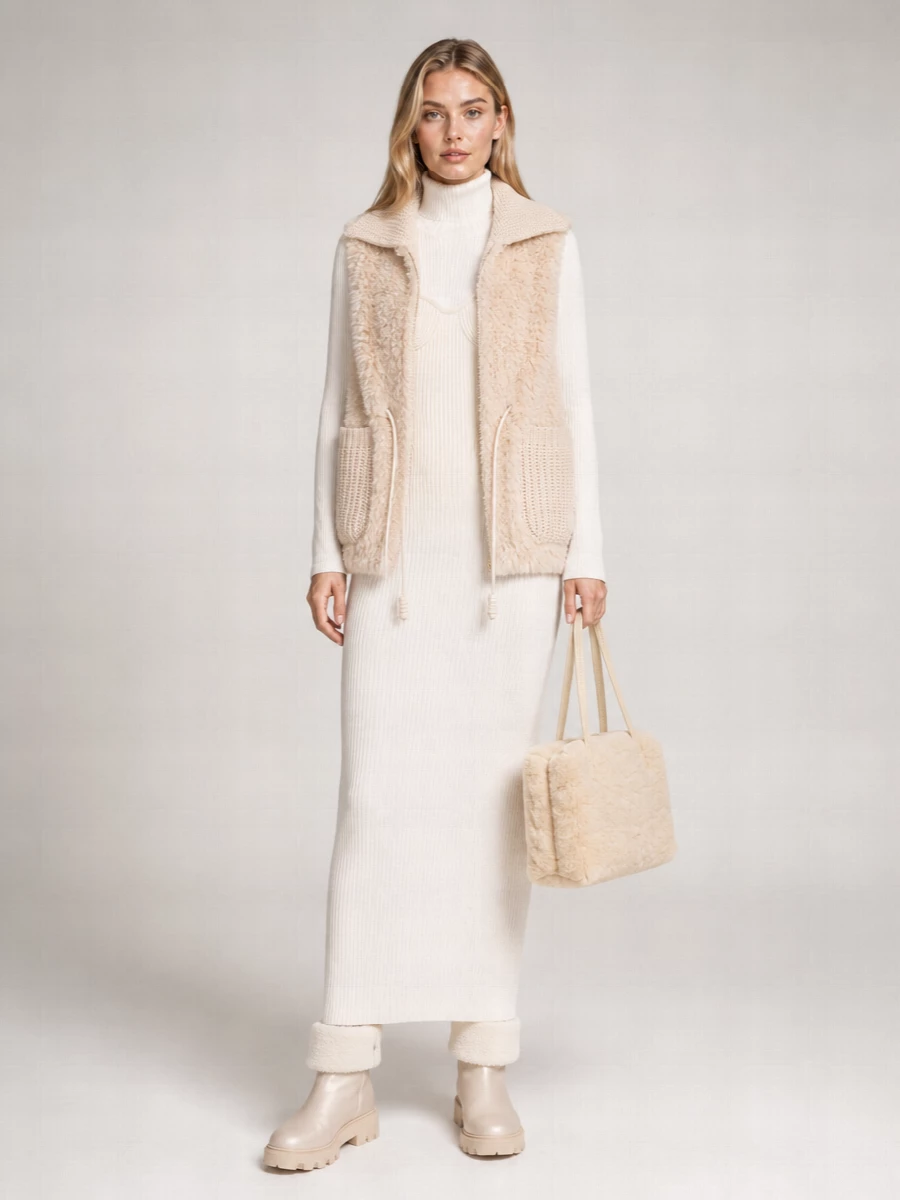 Moncler Wool Cashmere Sleeveless High Neck Cardigan