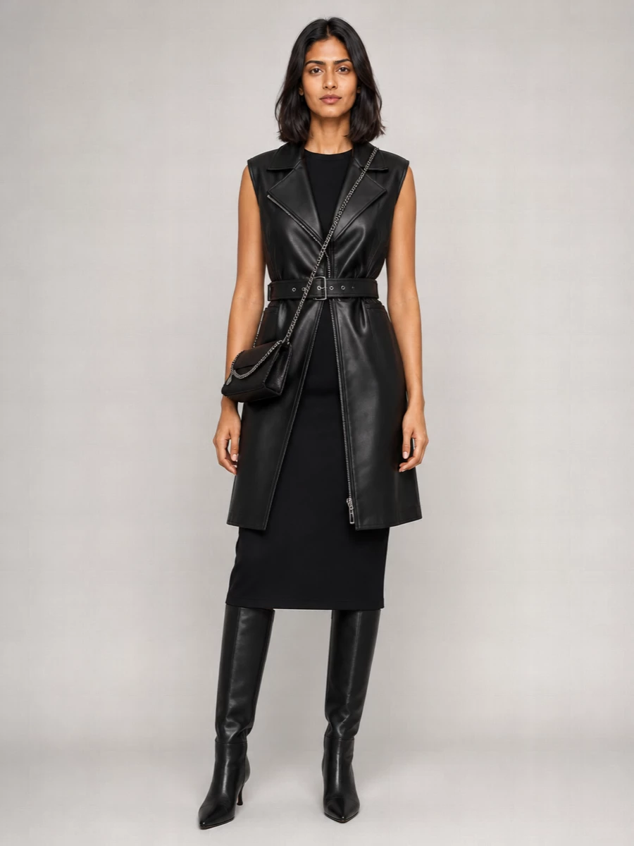 Sportmax Leather Sleeveless Coat