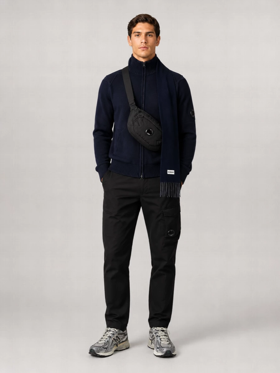C.p. Company Ribbed Wool Zip-Up Cardigan