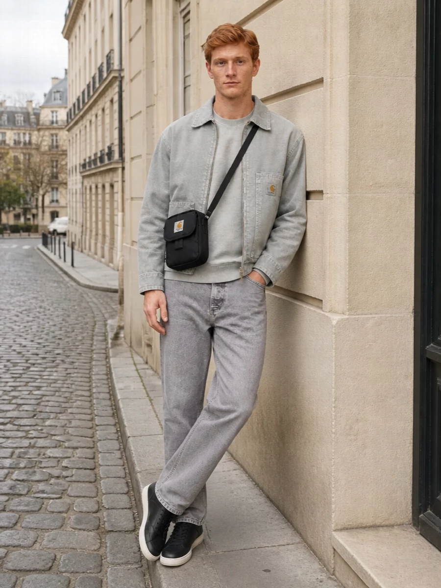 Carhartt grey workwear jacket jeans outfit