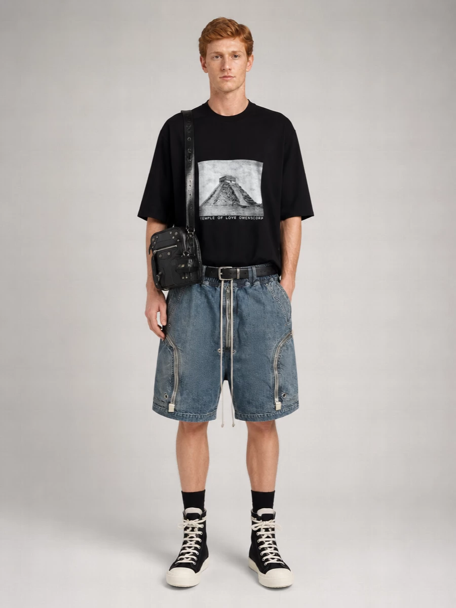 Rick Owens Drkshdw Denim Relaxed-Fit Knee-Length Cargo Shorts