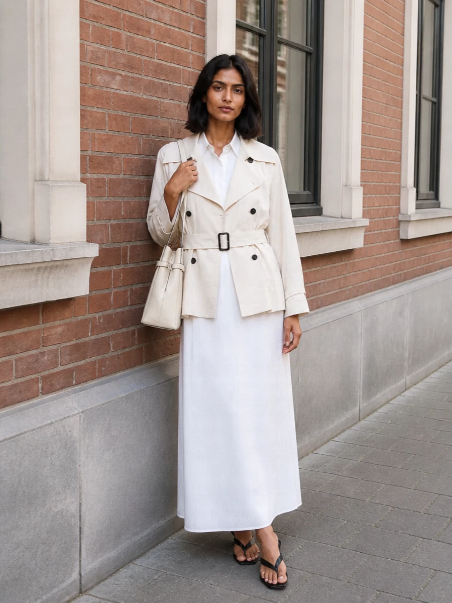 Toteme trench white shirt dress kitten heels