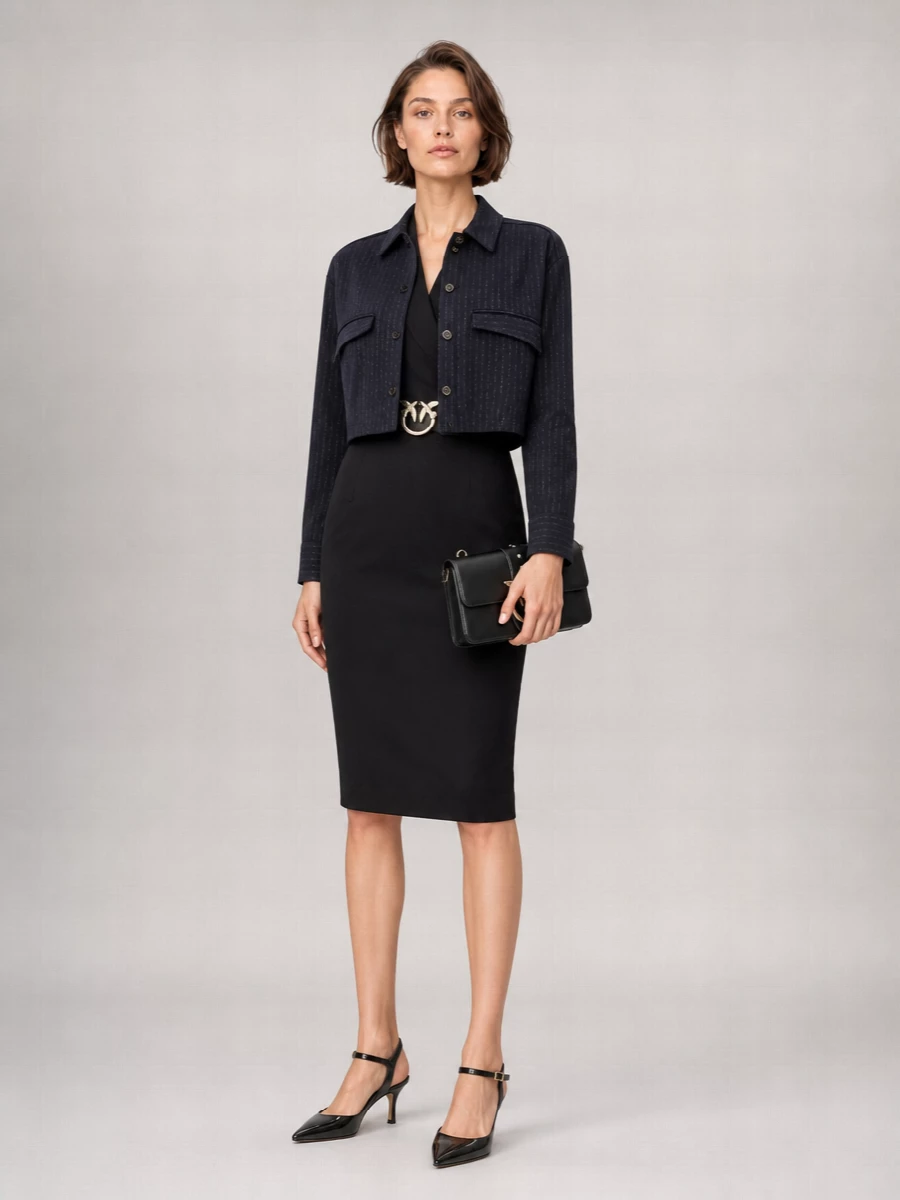 Pinko Pinstripe Cropped Shirt Jacket