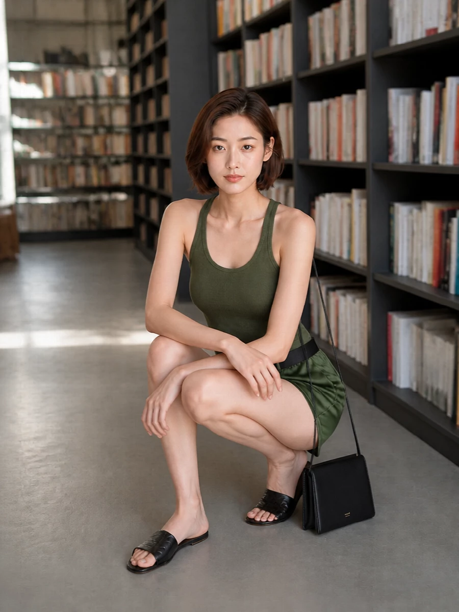 Tom ford olive tank satin shorts slides outfit