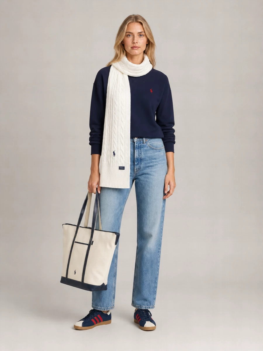 Ralph Lauren Ribbed Trim Cotton Sweatshirt