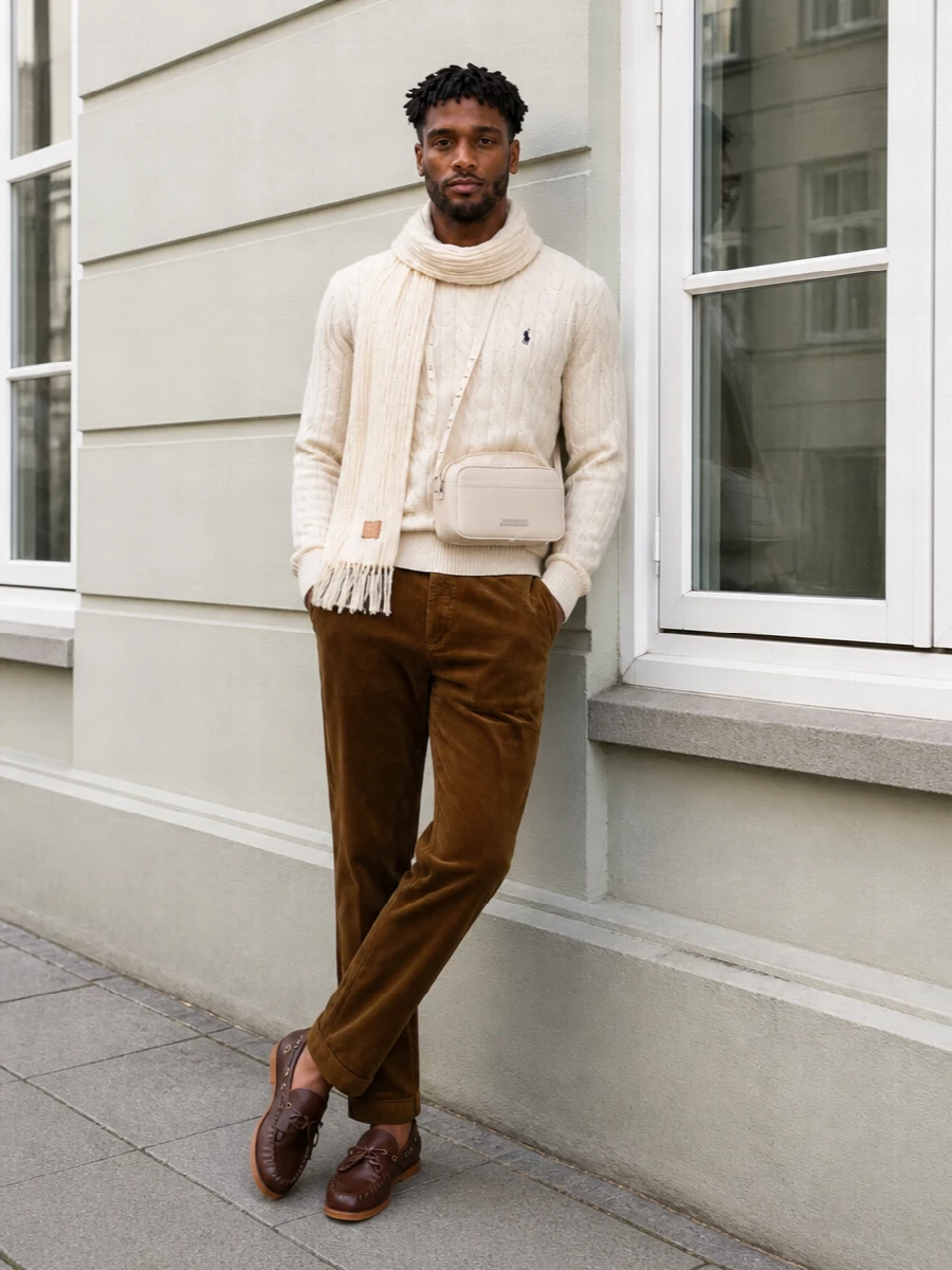 Polo ralph lauren cable knit cords loafers