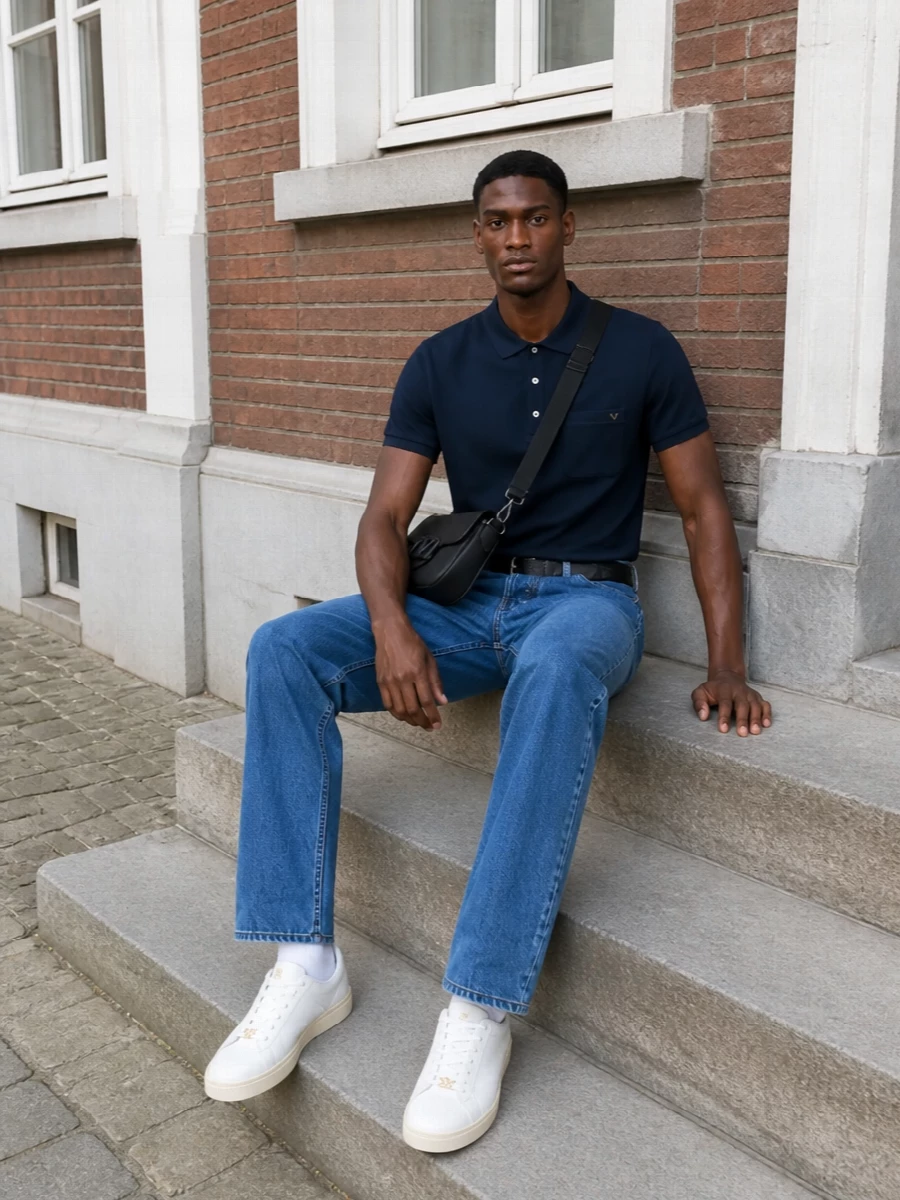 Valentino jeans navy polo white sneakers