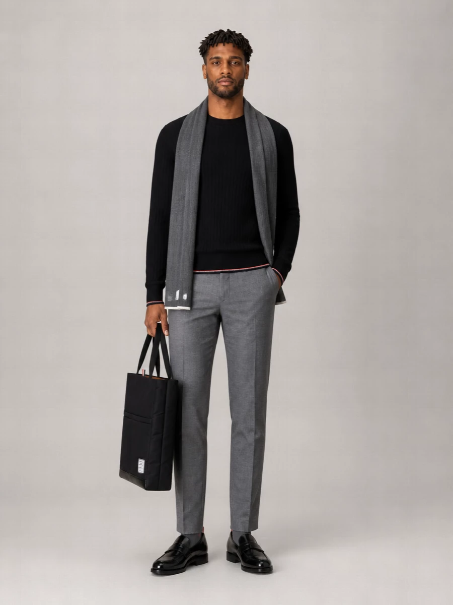 Thom Browne Wool Crewneck Ribbed-Hem Sweater