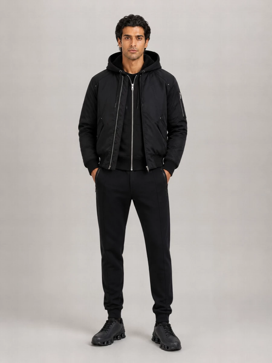 Moose Knuckles recycled nylon satin relaxed-fit hooded bomber jacket