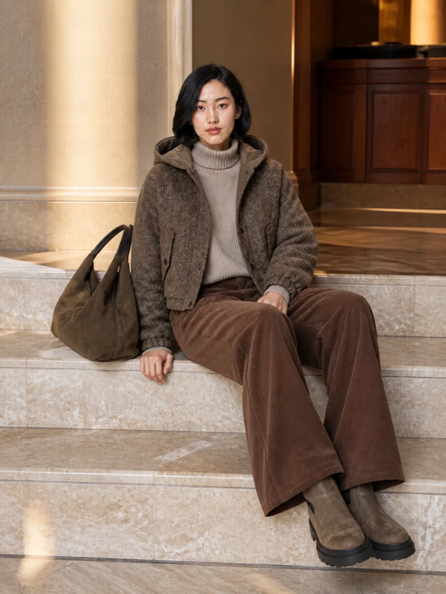 Brunello cucinelli cropped jacket wide leg pants